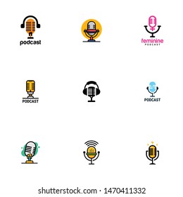 Podcast Logo Design Vector Template