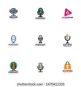 Podcast Logo Design Vector Template