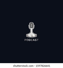 podcast logo design vector template