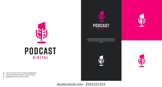 podcast logo with feathers ,talking about writers ,justice ,vector graphic template.