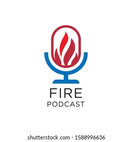 PODCAST LOGO WITH FIRE FLAME