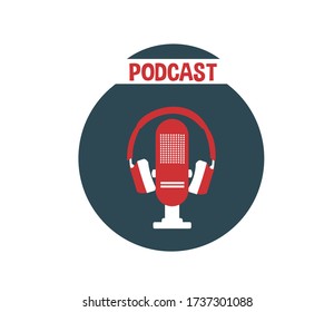 Podcast logo flat design. Vector illustration.