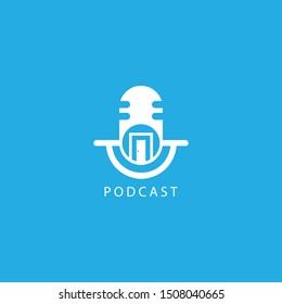 podcast logo with the form of a mic and a door like a mic opener success to make this design. unique, modern, simple, elegant.
