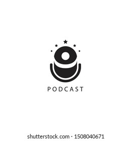 podcast logo in the form of a mic like a person stretching out his hand making this design. unique, modern, simple.