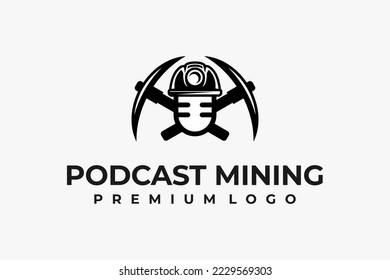 podcast logo with hat and mining equipment