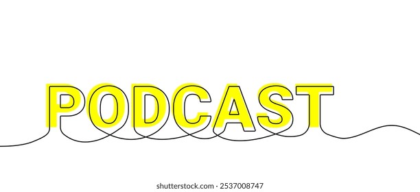Icono de logotipo de podcast dibujo de línea continua. Estilo de contorno único del símbolo de difusión. Ilustración vectorial aislada sobre fondo blanco