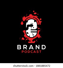 podcast logo icon design vector