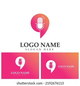 Podcast Logo Symbol Design Vektorvorlagenmikrofonsymbole