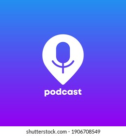 podcast logo icon with pin marker