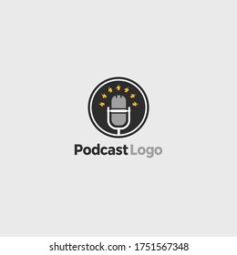 Podcast logo icon template vector illustration