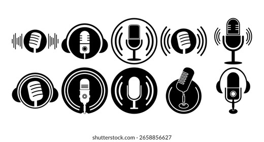 Coleção de vetores do ícone do logotipo do podcast