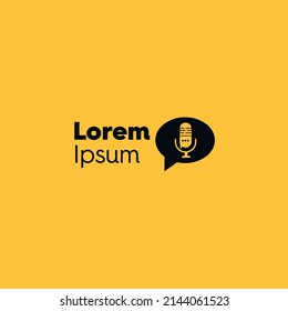 podcast, logo, icon, vector. Studio microphone table broadcast podcast