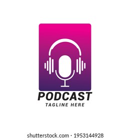 Plantilla vectorial de icono del logotipo de podcast.