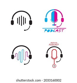 Plantilla vectorial de ilustración del logotipo de podcast