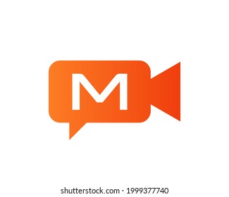 Podcast logo. Media logo design with M letter vector