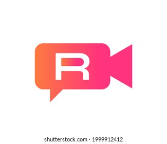 Podcast logo. Media logo design with R letter vector