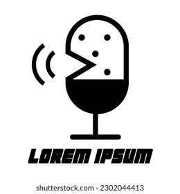 logotipo de podcast con concepto de micrófono