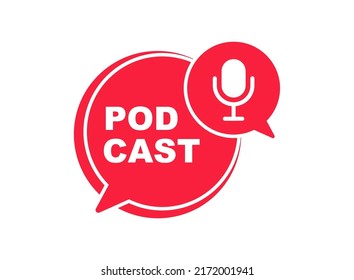 Podcast logo. The microphone icon. Podcast radio icon. Studio microphone with webcast. Audio record concept. Vector illustration.