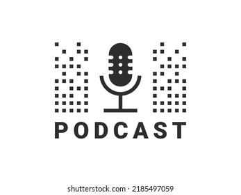 Podcast logo. The microphone icon. Podcast radio icon. Studio mic icons. Vector illustration