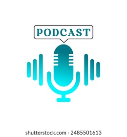 Podcast logo. The microphone icon. Podcast radio icon. Studio microphone with webcast. Audio record concept. Vector illustration.