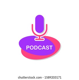 Podcast logo. Microphone icon. Vector illustration.