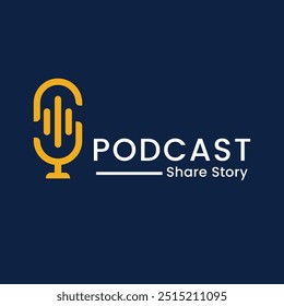 ícone do microfone do logotipo do podcast, talk show de modelo vetorial, diálogo, comunicação. com estilo minimalista e moderno