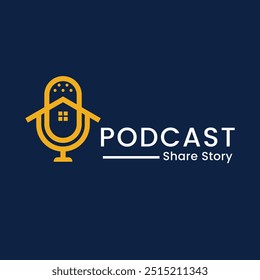 podcast logo microphone icon, vector template talk show, dialogue, communication. with minimalist and modern style