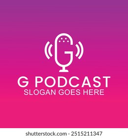 podcast logo microphone icon, vector template talk show, dialogue, communication. with minimalist and modern style