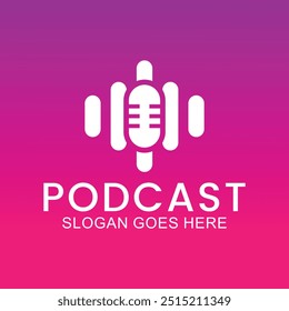 Podcast Logo Mikrofon Symbol, Vektorvorlage Talkshow, Dialog, Kommunikation. minimalistisch und modern