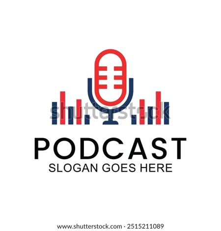 podcast logo microphone icon, vector template talk show, dialogue, communication. with minimalist and modern style