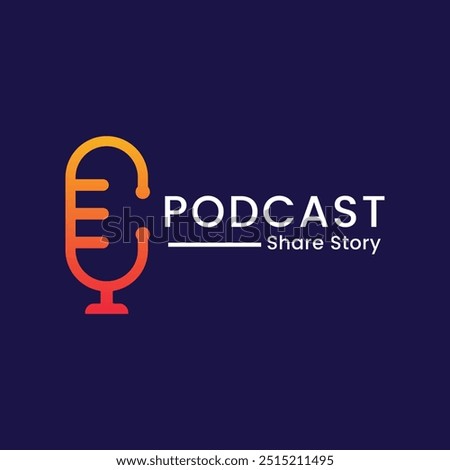 podcast logo microphone icon, vector template talk show, dialogue, communication. with minimalist and modern style