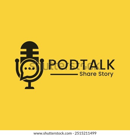 podcast logo microphone icon, vector template talk show, dialogue, communication. with minimalist and modern style