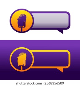 Podcast logo with microphone image. Vector illustration