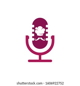 podcast logo with mustache and chef hat