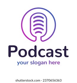 Podcast logo outline style color gradient isolated