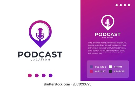 Podcast Logo, Pin Podcast Icon Logo Design Template Element
