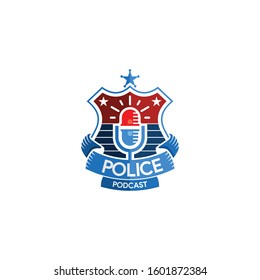 podcast logo for the police force in the form of a microphone and siren