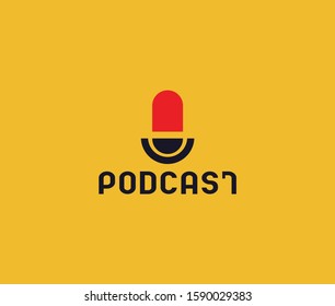 Podcast Logo Premium Minimal emblem design template Symbol for podcasting audio record company