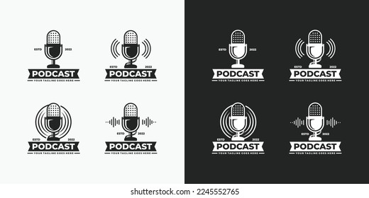 Podcast logo set design vector illustration