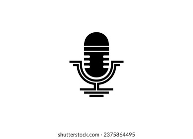 Podcast-Logo oder Superstar-Mikrofon im flachen Design-Stil