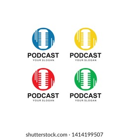 Podcast logo template design vector
