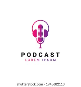 Podcast Logo Template Simple with Gradient Color