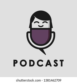 podcast logo vector, by combining sweet girl characters