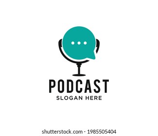 podcast logo vector creative design template
