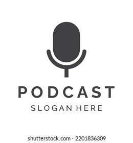 Podcast logo vector design with modern trendy microphone audio. Podcast for studio, interview, multimedia and web.