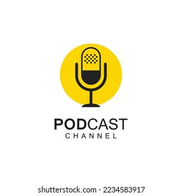 Podcast logo vector design with modern trendy microphone audio.