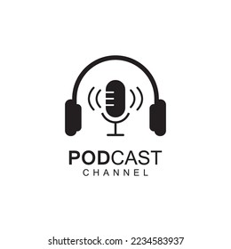 Podcast logo vector design with modern trendy microphone audio.