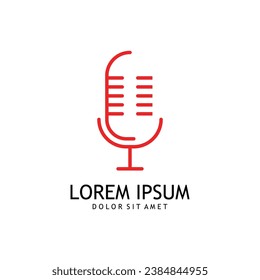 Diseño vectorial de logotipo de podcast con audio moderno de micrófono de moda.