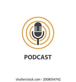 Diseño plano vectorial del logotipo de podcast