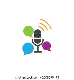 Podcast logo vector flat design